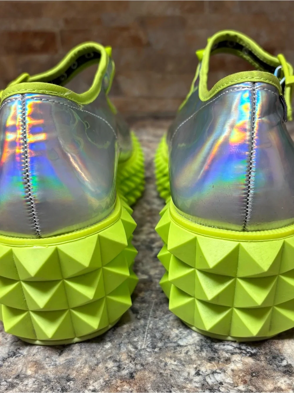 Chocolaticas Rave Mary Jane Platform Neon Shoes Reflective Size 8